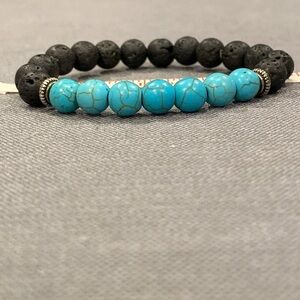 Lava and turquoise beaded bracelet